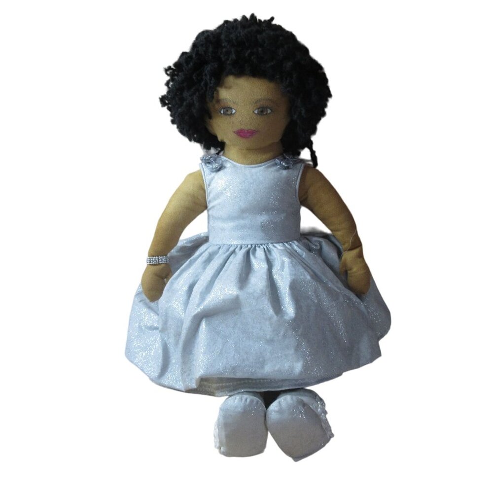Tan Suede Handmade 21" African American Cloth Rag Doll Vintage